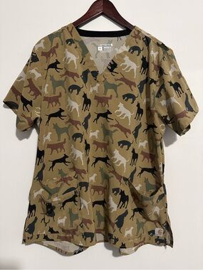 Carhartt Camel Dog Silhouette V-Neck Scrub Shirt
